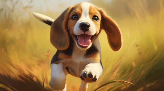 beagle dog in the grass, generate AI