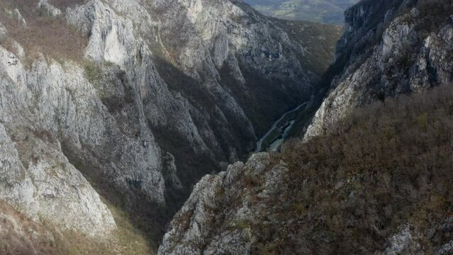 Drone shot of River "Vrbas" Canyon, Bosnia and Herzegovina