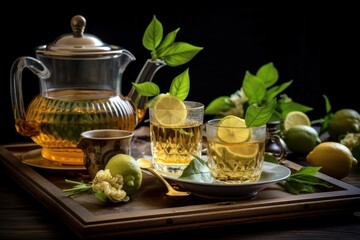 Citrusy Dry bergamot tea. Aromatic fresh drink. Generate Ai