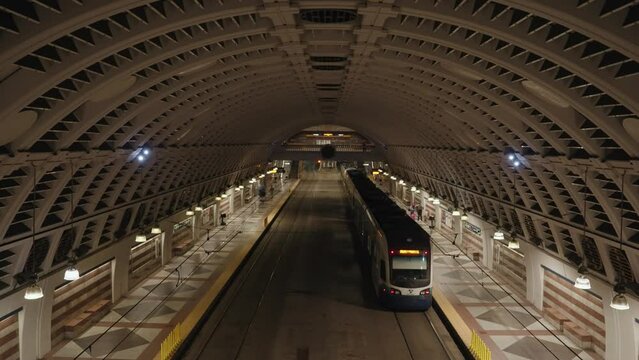 Link Light Rail Metro Subway Transit as Public Transportation to Commute Around The City Seattle, Washington, USA