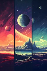 Retro Space Posters Style Backgrounds 