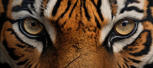 Tiger closeup portrait, safari shot. Bengal tiger, Siberian tiger (Panthera tigris altaica). Wild cat. Wildlife nature concept - obrazy, fototapety, plakaty