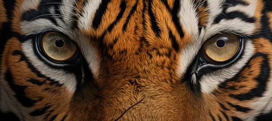 Fototapete Rund Tiger closeup portrait, safari shot. Bengal tiger, Siberian tiger (Panthera tigris altaica). Wild cat. Wildlife nature concept © ratatosk