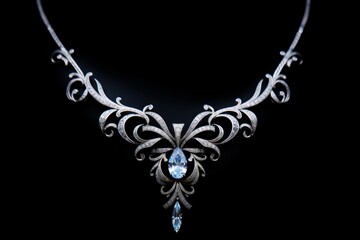 Dazzling Elegant diamonds necklace. Gem luxury. Generate Ai - obrazy, fototapety, plakaty