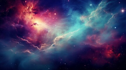 Fototapeta premium Colorful space galaxy cloud, Nebula, Generative AI