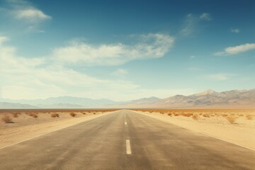 Stark Empty car road desert. Way scenic. Generate Ai