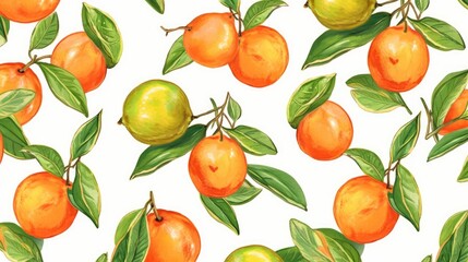 Pattern with tangy ugli fruits on a light background. AI generated