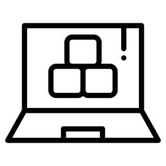 cube in laptop line icon