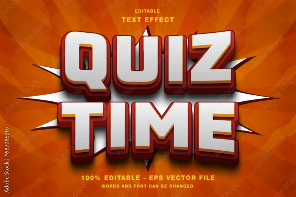 Wall mural quiz time text style effect template editable