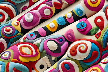  Decorative ornaments made of colored felt and wool 