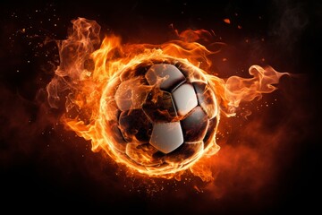 Fototapeta premium Intense Soccer ball flame. Art score goal. Generate Ai