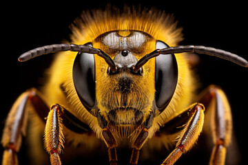 macro image of a bee - obrazy, fototapety, plakaty