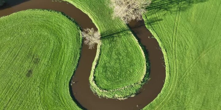 small meandering river in the eastern netherlands