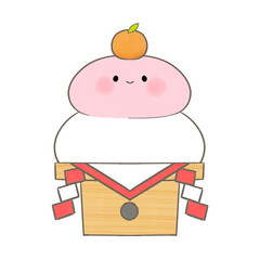 かわいい顔つきの紅白鏡餅