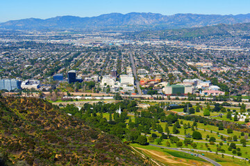 Aerial View of Los Angeles and Forest Lawn Memorial