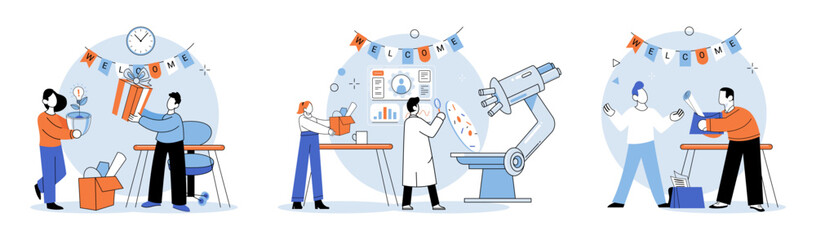 New employee. Vector illustration. Just as fresh breeze cinvigorate room, new employee brings new ideas, skills, and enthusiasm to company The arrival new employee signifies growth and progress