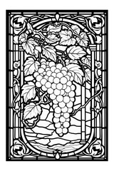 Stained Glass Window Coloring Page of Grapes