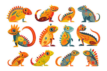 Cartoon Mexican iguana lizard characters  png