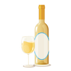 Bottle with the glass of white wine
