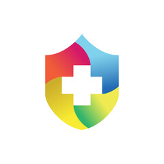 Fototapeta premium Health Protection With Shield Logo Design Vector Template For Medical Company on white background