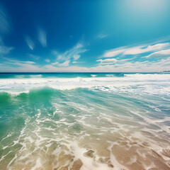 Fototapeta na wymiar Beautiful seascape with turquoise ocean and blue sky