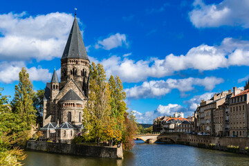 New temple or new protestant temple in metz on the moselle river