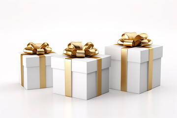 Luminous Presentation of 3D Gift Boxes  Golden Bows and Ribbons Perfect for Birthday Surprises