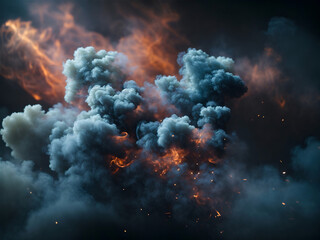 A close-up view of incredibly smoke in a dark setting. Generated Ai