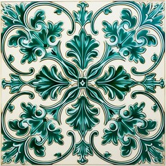 Pattern of azulejos green tiles