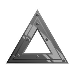 Realistic Triangle shape steel or metal frame window porthole on rocket spaceship submarine vehicle bunker lab icon vector illustration resource isolated on transparent background	