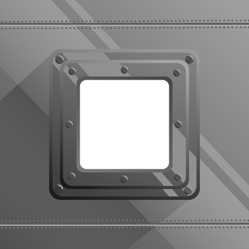 Realistic Square steel or metal frame window porthole on rocket spaceship submarine vehicle bunker lab icon vector illustration for graphic resource