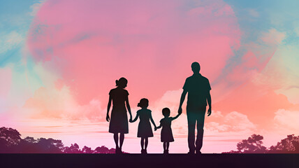 Fototapeta premium Colorful family silhouettes | generative AI