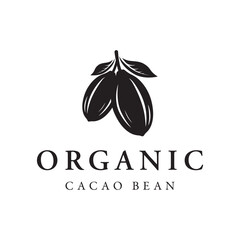 Fototapeta premium Organic chocolate or cacao fruit logo template design isolated background.