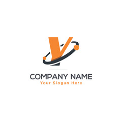Initial Letter Y Swoosh Orbit Logo Designs Vector Orange Colors in White Backgrounds