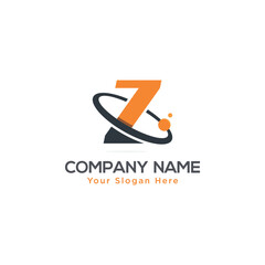 Initial Letter Z Swoosh Orbit Logo Designs Vector Orange Colors in White Backgrounds
