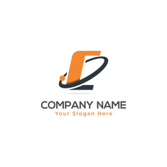 Initial Letter C Swoosh Orbit Logo Designs Vector Orange Colors in White Backgrounds
