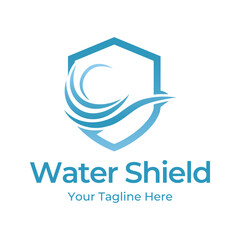 Water Shield logo design template isolated on white background