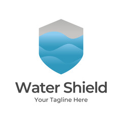 Water Shield logo design template isolated on white background