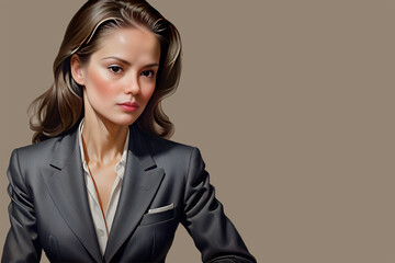 A girl in a gray case suit. Illustration for business advertising.
