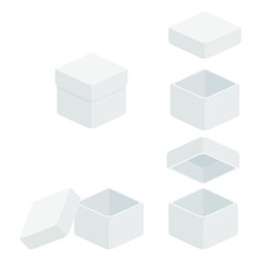Set of white empty rounded rectangle box on white background. Vector illustrator isometric design concept.	