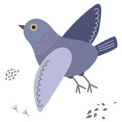 Cartoon Funny Pigeon bird. Flat character design vector 