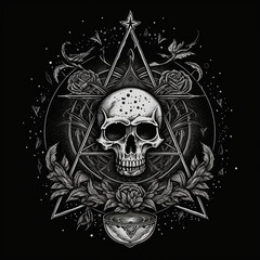 gothic icon skull dark gray and black color horror created with Generative Ai