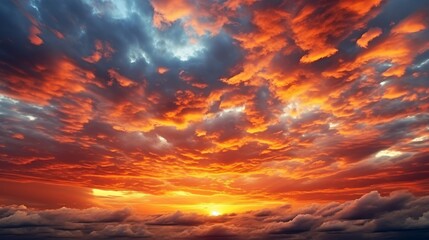 Fototapeta premium Sunset or Sunrise Orange Sky with cloudy Background 