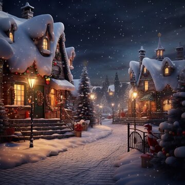 Christmas new year cozy house outdoor