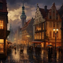 Fototapeta premium Fantastic old european cityscape