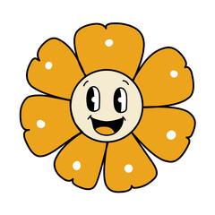 Groovy Flower Cartoon Illustration