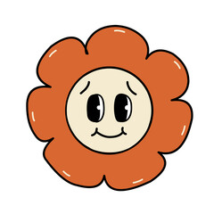 Groovy Flower Cartoon Illustration
