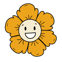 Groovy Flower Cartoon Illustration