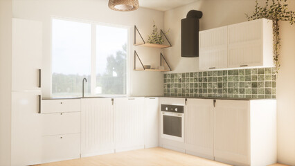 a modern and spacious kitchen. 3D render