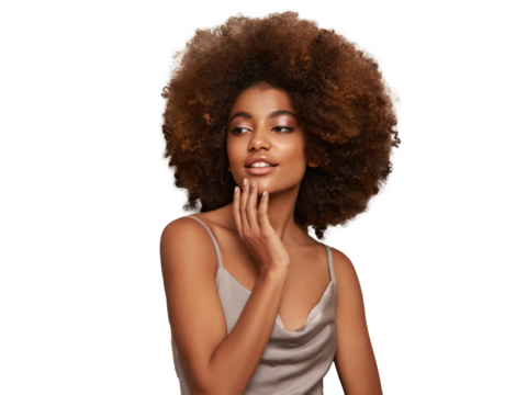 Beauty portrait of African American girl with afro hair. Beautiful black woman. Cosmetics, makeup and fashion